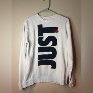 Nike White "Just Do It" Crewneck Graphic Sweatshirt EUC